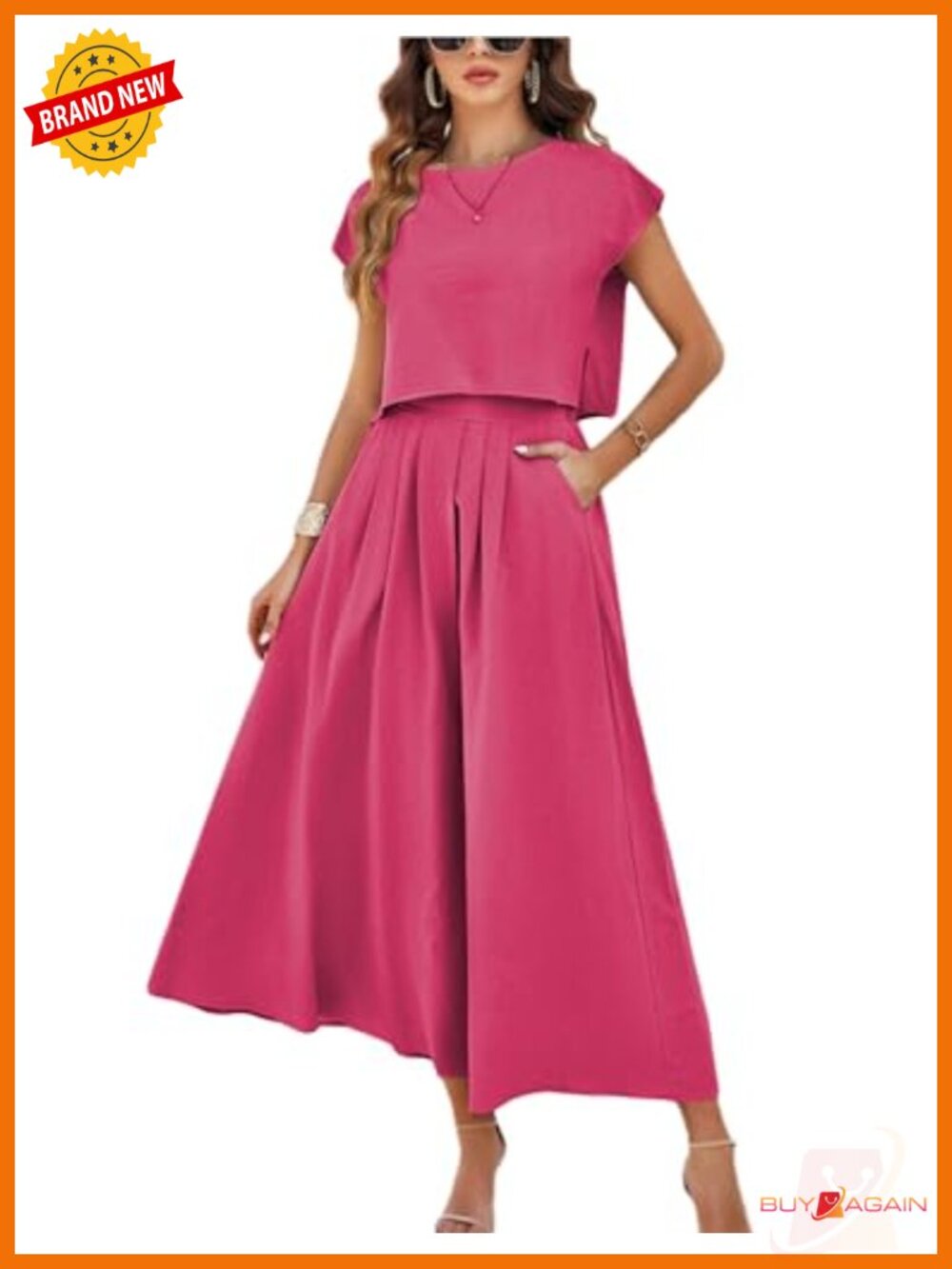 Women's 2 Piece Maxi Skirt Set with Crop Top Pockets Lightweight Viscose
